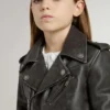 Chaqueta motera para niños en piel desgastada