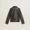 Chaqueta motera para niños en piel desgastada