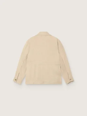 Chaqueta safari de mujer en viscosa beige con micro-chevron
