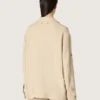 Chaqueta safari de mujer en viscosa beige con micro-chevron