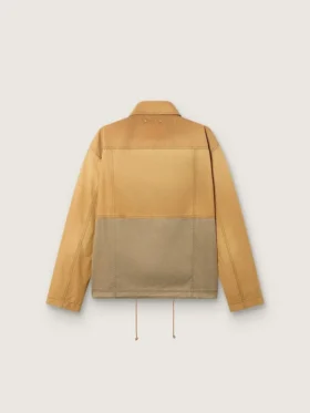 Chaqueta safari unisex de algodón en tonos beige y verde militar con bolsillos extragrandes
