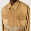 Chaqueta safari unisex de algodón en tonos beige y verde militar con bolsillos extragrandes