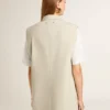 Chaqueta sin mangas de mezcla de lana en color caqui para mujer