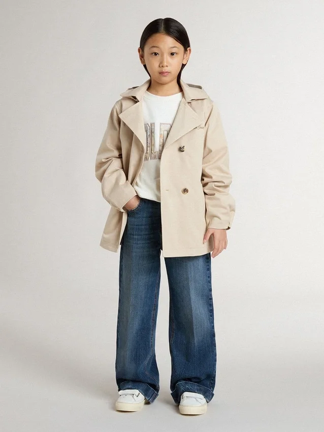 Chaqueta tipo trench para niños con chaleco interior extraíble
