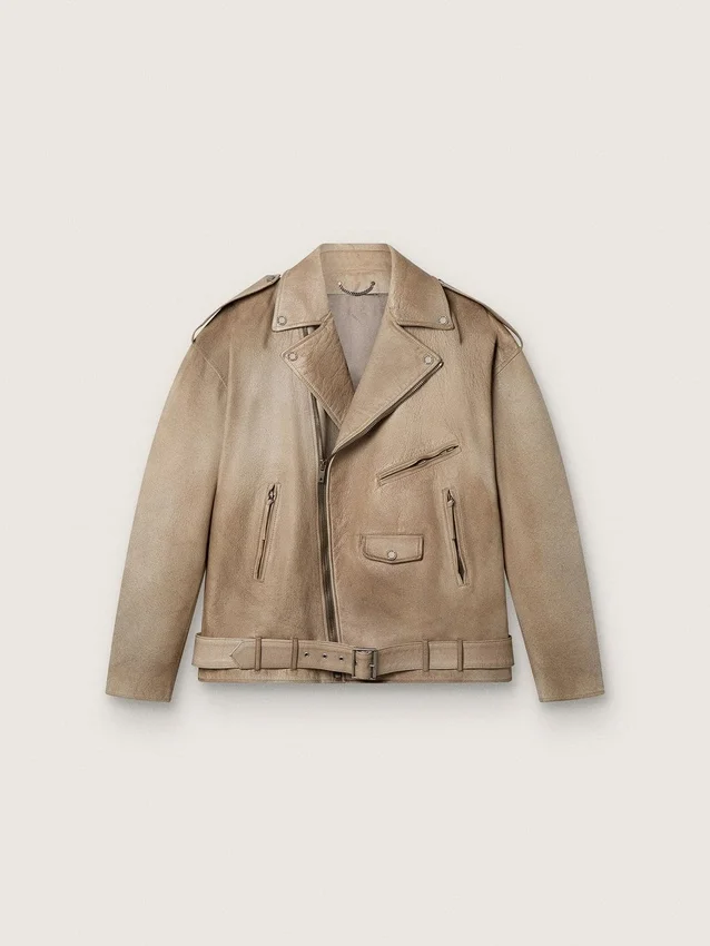 Chaqueta unisex de piel tratada y teñida a mano