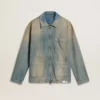 Chaqueta vaquera de hombre con efecto desgastado y cremallera