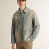 Chaqueta vaquera de hombre con efecto desgastado y cremallera