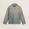 Chaqueta vaquera de hombre con efecto desgastado y cremallera