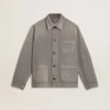 Chaqueta vaquera gris para hombre con tachuelas