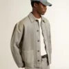 Chaqueta vaquera gris para hombre con tachuelas