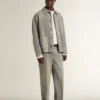Chaqueta vaquera gris para hombre con tachuelas