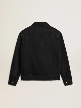Chaqueta vaquera negra de un solo lavado para hombre