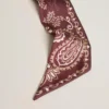 Cinta de sarga de seda burdeos con estampado de paisley