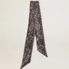 Cinta de sarga de seda negra con estampado de paisley