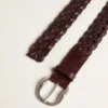 Cinturón de cuero trenzado marrón oscuro para hombre