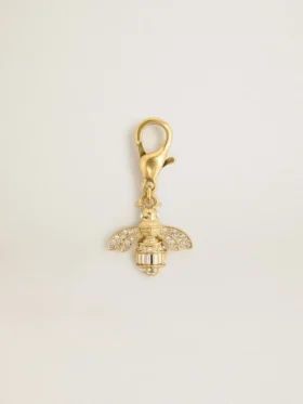Colgante con forma de abeja de latón dorado con cristales