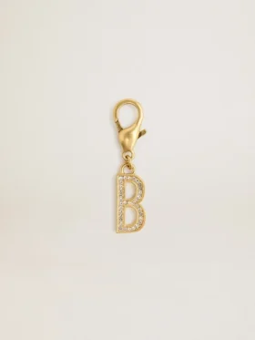 Colgante con la letra B de latón dorado con cristales