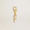 Colgante con la letra F en latón dorado con cristales