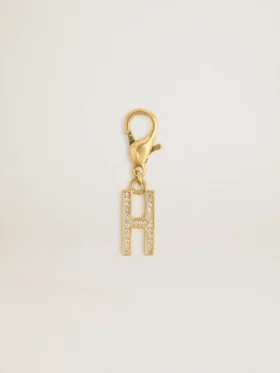 Colgante con la letra H de latón dorado con cristales