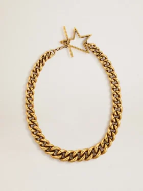 Collar de cadena escalonada en oro antiguo con cierre en forma de estrella