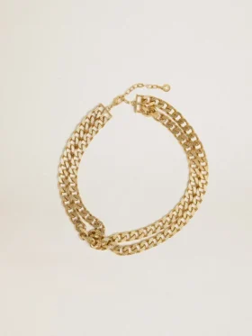 Collar de cadena trenzada en color oro antiguo con cierre en forma de estrella
