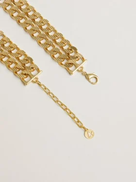 Collar de cadena trenzada en color oro antiguo con cierre en forma de estrella