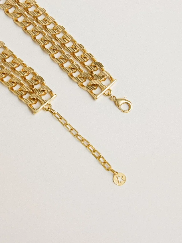 Collar de cadena trenzada en color oro antiguo con cierre en forma de estrella