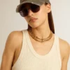 Collar de cadena trenzada en color oro antiguo con cierre en forma de estrella