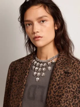 Collar de mujer en color oro antiguo con cristales colgantes