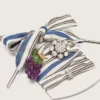 Cordones a rayas «Pieles» con dijes de uva y cristal