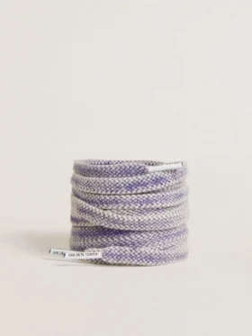Cordones de algodón en tono morado desgastado con puntas con logotipo