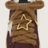 Cordones de lana de color marrón «Pieles» con mosquetón en forma de estrella dorada