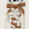 Cordones «Pieles» a rayas burdeos y melocotón con dijes de cuentas y cristales