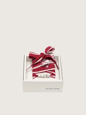 Cordones «Pieles» a rayas rojas y blancas con dijes