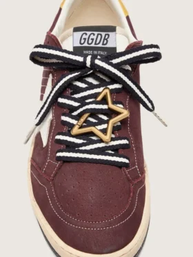 Cordones «Pieles» en blanco y negro con mosquetón en forma de estrella