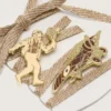 Cordones «Pieles» en rojo arcilla metalizado con dos alfileres