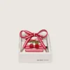 Cordones «Pieles» rojos y blancos con colgante de cereza