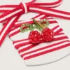 Cordones «Pieles» rojos y blancos con colgante de cereza