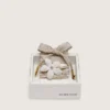 Cordones «Vintage» de Pieles a rayas blancas y beige con colgante en forma de flor