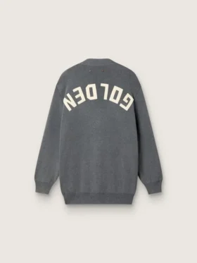Cárdigan de algodón gris melange para mujer con logotipo en la espalda