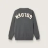 Cárdigan de hombre de algodón gris melange con logotipo en la espalda