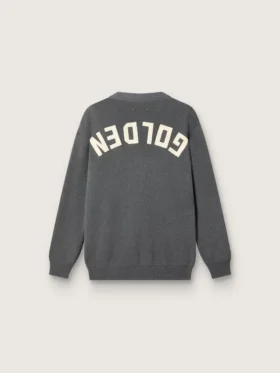Cárdigan de hombre de algodón gris melange con logotipo en la espalda