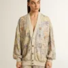 Cárdigan de mujer con estampado floral y bordados