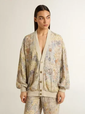 Cárdigan de mujer con estampado floral y bordados