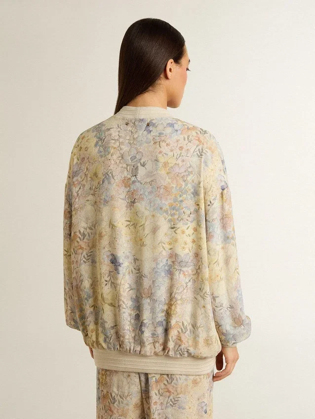 Cárdigan de mujer con estampado floral y bordados