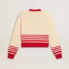 Cárdigan de mujer en color crema con rayas rojas