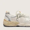 Dad-Star para hombre en ante y malla con estrella de piel blanca y lengüeta del talón de piel beige