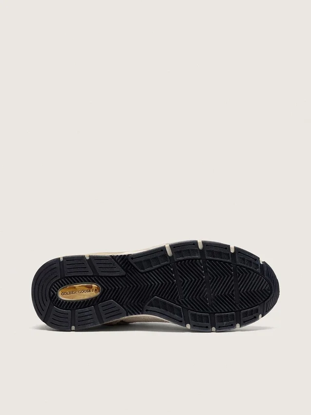 Dad-Star para hombre en ante y malla con estrella de piel blanca y lengüeta del talón de piel beige