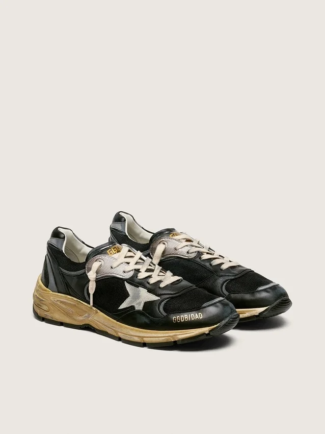 Dad-Star para hombre en malla negra y plateada y napa con estrella gris hielo