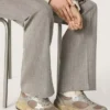 Dad-Star para mujer en ante gris paloma y malla plateada con estrella de piel blanca y lengüeta de ante en el talón